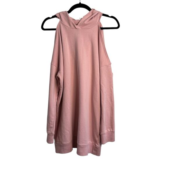 By The Way Delia Rose Pink Cold Shoulder Sweatshirt Hoodie Dress NWT - Picture 3 of 11